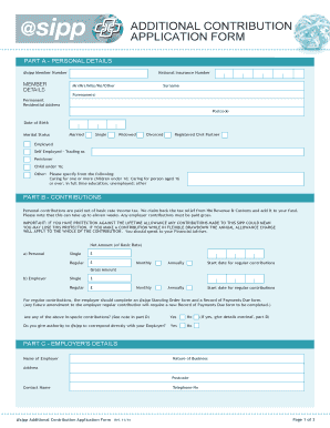 SIPP Additional Contribution Application Form