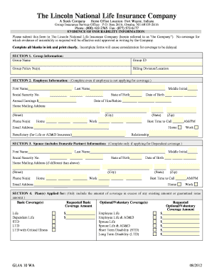 Evidence of Insurability Form