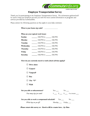 Employee Transportation Survey Form