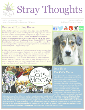 SICSA Pet Adoption Center Newsletter
