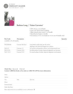 Dental Instrument Order Form