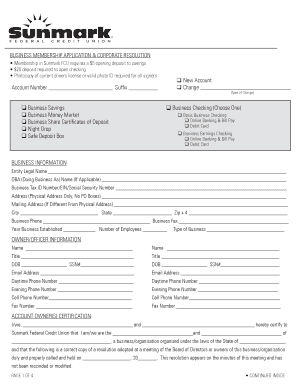 Business Membership Application & Corporate Resolution