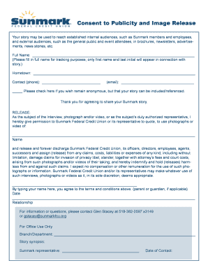 Sunmark Publicity and Image Release Form
