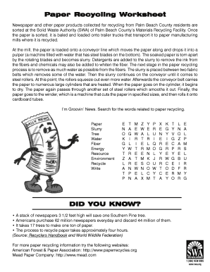Paper Recycling Worksheet