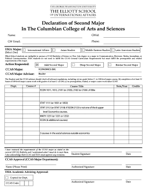 Declaration of Second Major