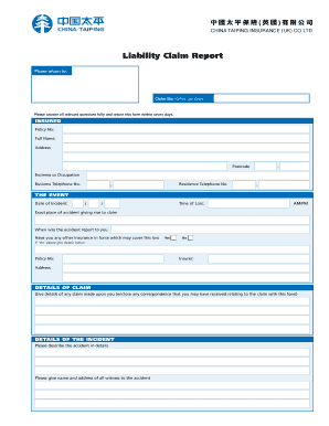 Liability Claim Report