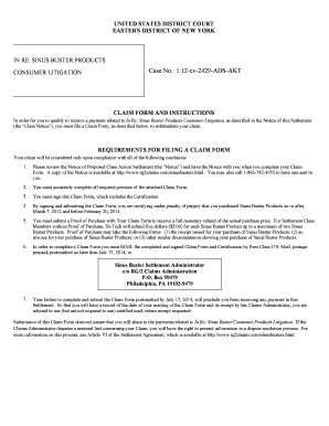 Sinus Buster Products Consumer Litigation Claim Form