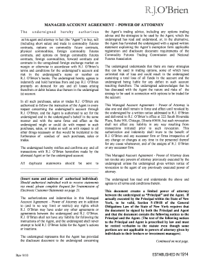 Managed Account Agreement Power of Attorney
