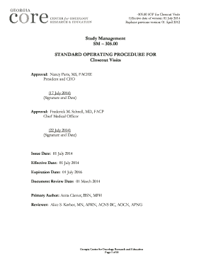 Standard operating procedure examples - Study Management SM 30500 STANDARD OPERATING PROCEDURE FOR - georgiacore