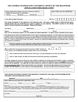 George Washington University Graduation Application
