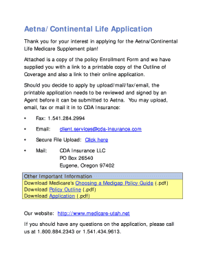 Aetna Medicare Supplement Insurance Application