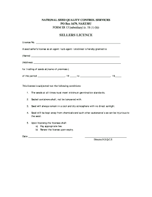Kenya Seed Seller License