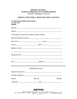 Kenya Seed Seller's License Application