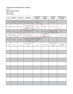 Event Production Schedule Template
