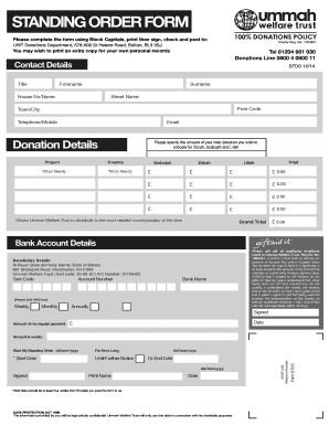 UWT Standing Order Form