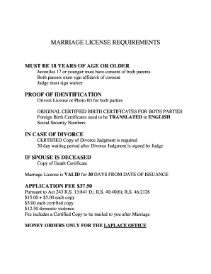 Louisiana Marriage License Application