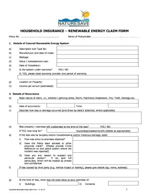 Household Renewable Energy Claim Form