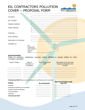 EIL Contractors Pollution Cover Proposal Form