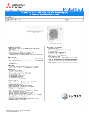 Mitsubishi Electric Air Conditioning System Submittal Form