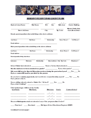Resident Student Enrollment Form