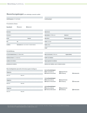 Bewerbungsbogen für die Ausbildung