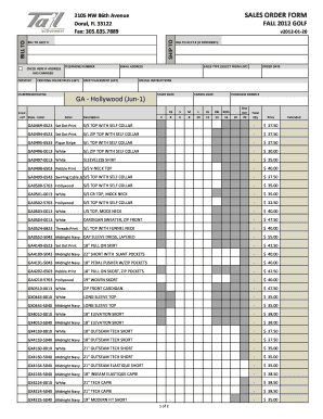 Sales Order Form