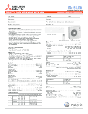 Mitsubishi Heat Pump System Data Submittal Form