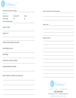 Anniversary Celebration Announcement Form