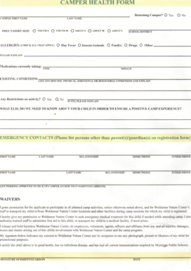 Camper Health Form