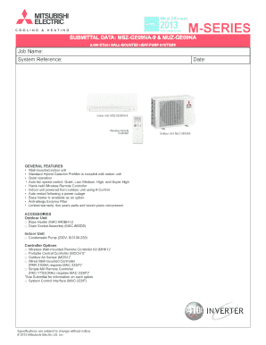 Mitsubishi Electric Heat Pump Submittal Form