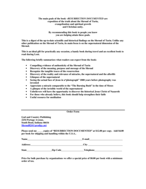 Resurrection Documented Book Order Form
