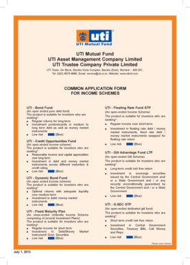 UTI Mutual Fund Common Application Form