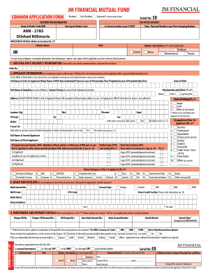 JM Financial Mutual Fund Application Form