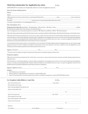 Third Party Declaration for Minor Mutual Fund Investment