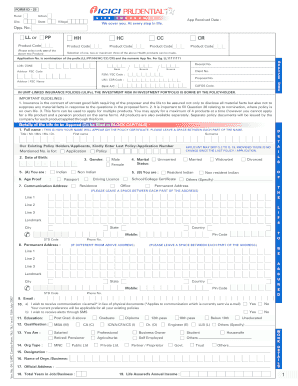 ICICI Prudential Life Insurance Application Form
