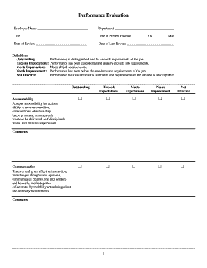 Employee Performance Evaluation Form