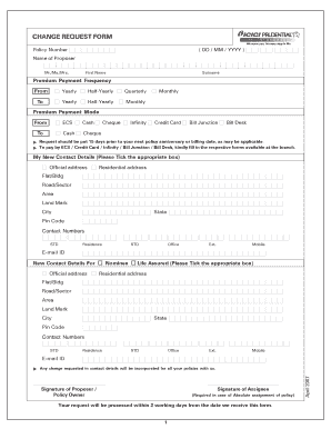 Insurance Policy Change Request Form