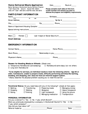 Home Delivered Meals Application