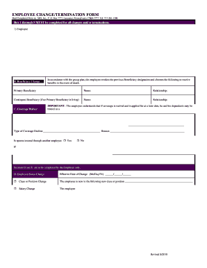 Employee Change or Termination Form