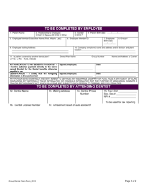 Group Dental Claim Form