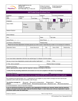 Self-Funded Group Enrollment Form