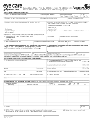 Ameritas Group Eye Care Claim Form