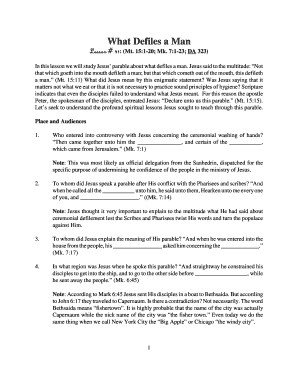 Bible Study Lesson on What Defiles a Man