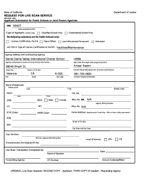 California Live Scan Request Form