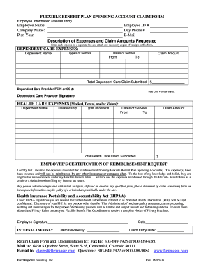 Flexible Benefit Plan Claim Form