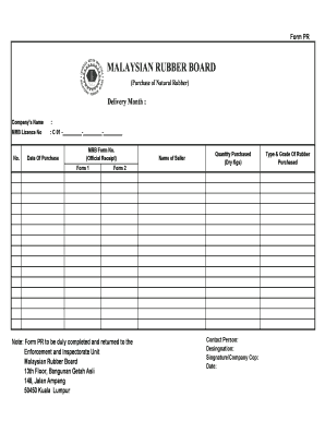 Malaysian Rubber Board Purchase Form