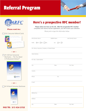 Consumer Referral Cards Order Form
