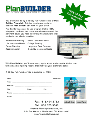 Plan Builder Financial Trial Application