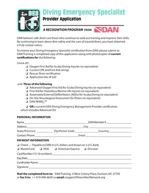 Diving Emergency Specialist Provider Application