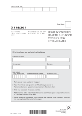 National 5 Health and Food Technology Exam